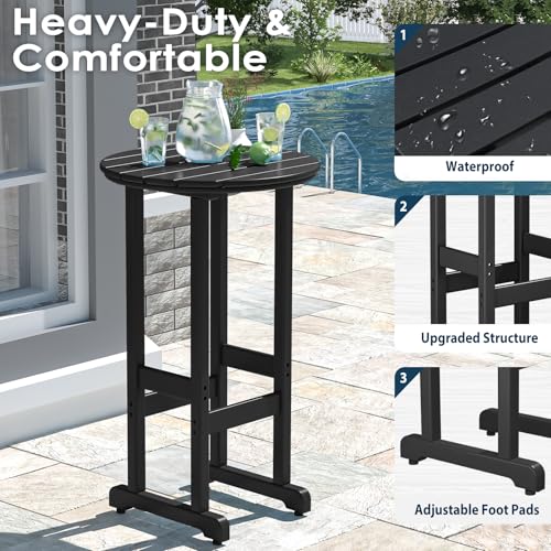 nalone 40" Outdoor Bar Table, All Weather HDPE Bar Height Patio Table Counter Round Patio Cocktail Bar Tables, Tall Bistro Pub Table for Deck, Porch, Backyard, Garden - Image 5
