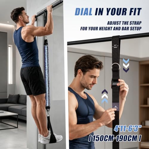 Image of ALongSong Pull Up Assistance Bands with Foot Support Pedal - Upgraded Heavy Duty Resistance Bands Adjustable Weight /Height with Bands&Measured Strap for Strength Training Home Gym