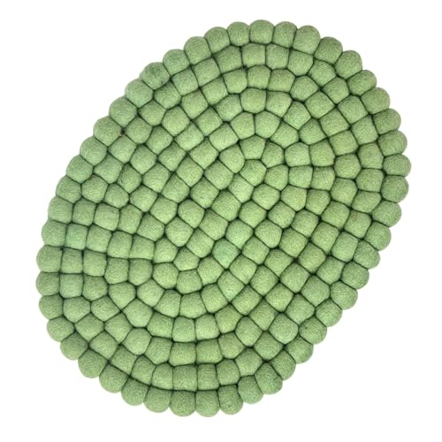 Global Crafts Felt Trivet Rectangle 10 x 14 in - Wool Table Mat, Sage