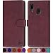 Produktbild SUANPOT [RFID Schutz für Samsung Galaxy A20e hülle PU Leder handyhülle Lederhülle klapphülle Kartenfach Flip Phone Case Cover für Samsung A20e Handy hülle Phone case Cover Rotwein