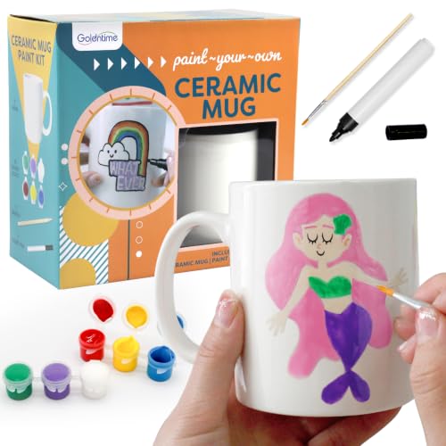 Paint Your Own Mug Kit for Adult Kids Craft Art Activity Plain Blank White Coffee Mugs with Gift Box Paint Your Own Mug Set Valentine Mothers Day Fathers Day
