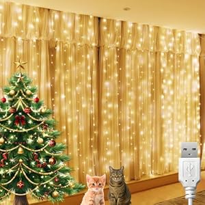 BG9D Lichtervorhang Innen,Lichtervorhang 1.2x1.2M Lichterkette Vorhang 120LED mit 12 Haken für Hochzeit,Weihnachten Party,Weihnachten,Terrasse,... und außen Deko