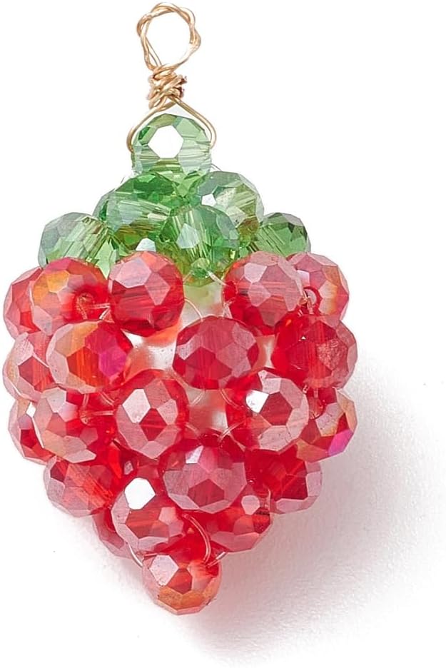 KitBeads 10Pcs Glass Seed Beaded Strawberry Charms Colorful Fruit Strawberry Pendants for Necklaces Making Bracelets Crafts Bulk - Image 3