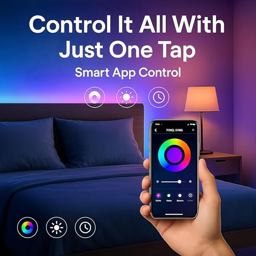 Image of WiFi RGBIC Strip 5M | 60 LEDs /M | 100+ Modes | Music Sync with Mic | RF Remote + App Control | Alexa Compatible | Plug & Play Kit for Gaming, Desk & Room Ambience(WiFi-APP+Remote)