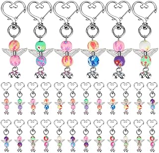 30PCS Guardian Angel Keychains,Colorful Pearl Angel Keychain Angel Wings Pendant Keychain Angel Keyrings Guest Return Gifts for Wedding Favours Baby Shower Kids Birthday Party Christmas Xmas Gifts
