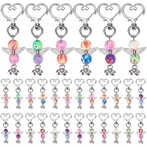 30PCS Guardian Angel Keychains,Colorful Pearl Angel Keychain Angel Wings Pendant Keychain Angel Keyrings Guest Return Gifts for Wedding Favours Baby Shower Kids Birthday Party Christmas Xmas Gifts Cover