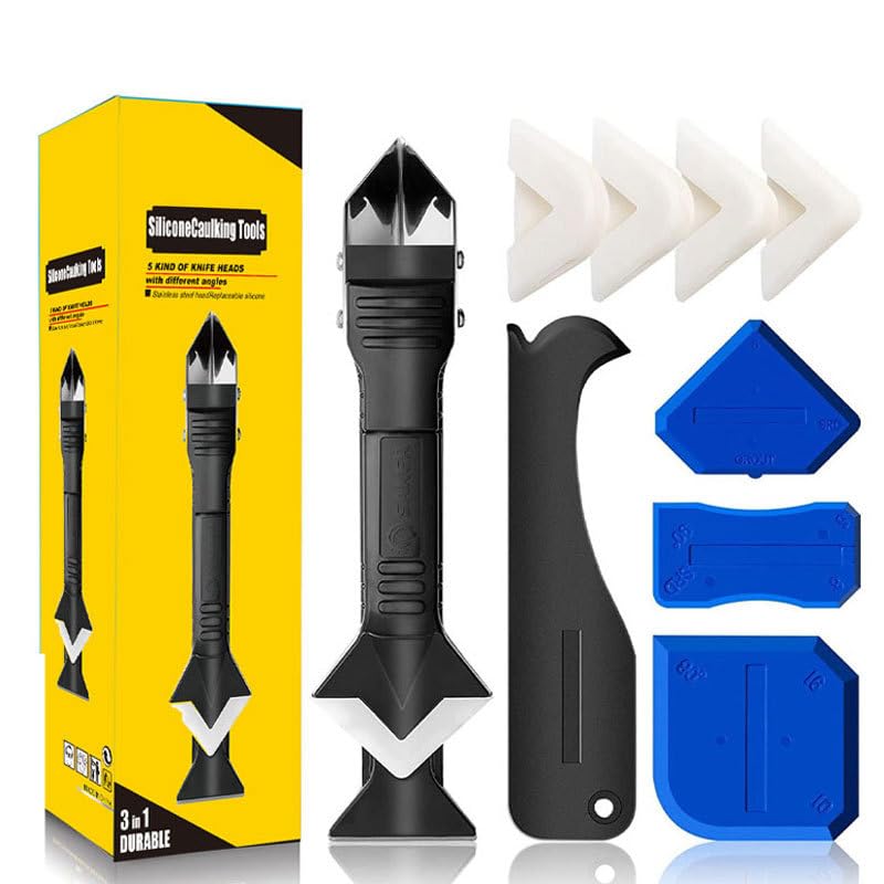 9 in 1 Caulking Tool, Stainless Steel Head Tile Tools, Scraper Tool, Reuse and Replace 4 Silicone Pads, Silicone Joint Sealing Tools for Kitchen Bathroom Window, Sink Joint (B0D8J2LK8L) Amazon Price History, Amazon Price Tracker