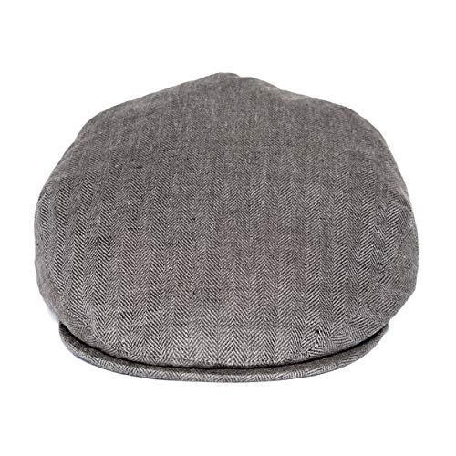Botvela Men Linen Flat Ivy Breathable Summer Newsboy Hat (7 1/2-7 5/8, Herringbone Dark Grey) #TOP2