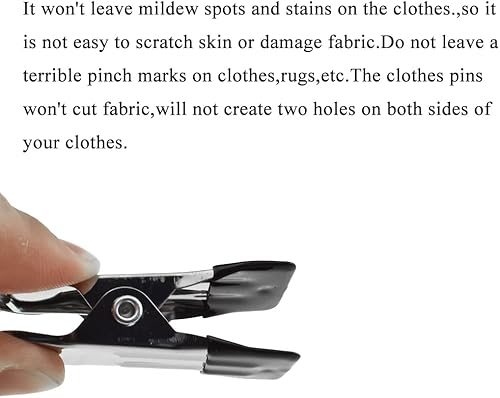 Miniatura 3 de Hahiyo Pinzas de acero inoxidable para calcetines de lavandería de 2.2 pulgadas de longitud con resorte, agarre fuerte, resistente al viento, fácil