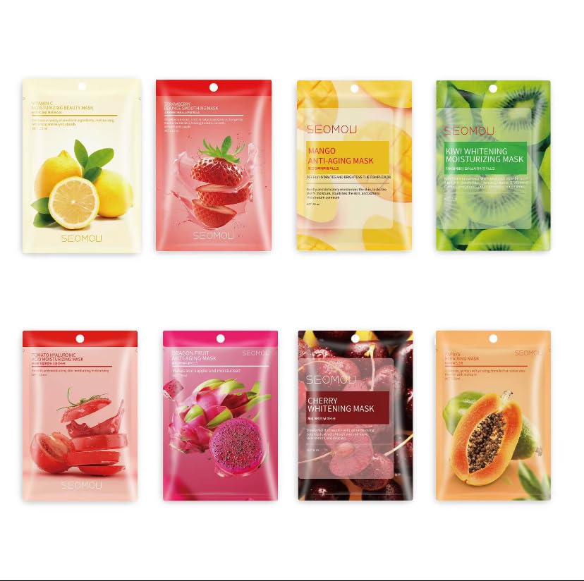 Natural Facial Sheet Mask, Moisturizing Hydrating Fruit Facial Mask For All Skin Types (Dragon Fruit Anti Aging Facial Mask) - Image 2