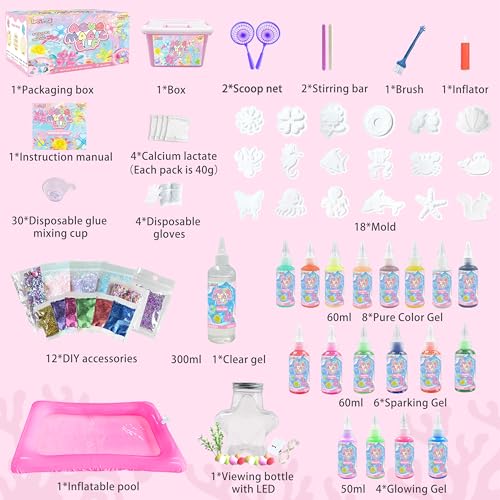 Image of Magic Squishy Elf Water Toy kit, Aqua Water Fairy Kit with 19 Color, 300ml Clear Gel, 18 Shape Molds, DIY Magic Gel Art Crafts Kit for Kids Birthday Gift