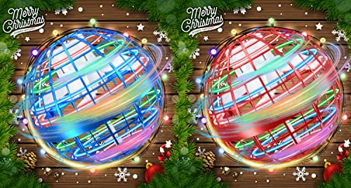 2 Pack Flying Orb Ball Toy Flying Space Orb Magic Flying Ball Toy, 360° Rotating Hover Ball Cool Toy, Flying Spinner Toys Space Boomerang Ball with LED Lights for Kids Adult Christmas Birthday Gift