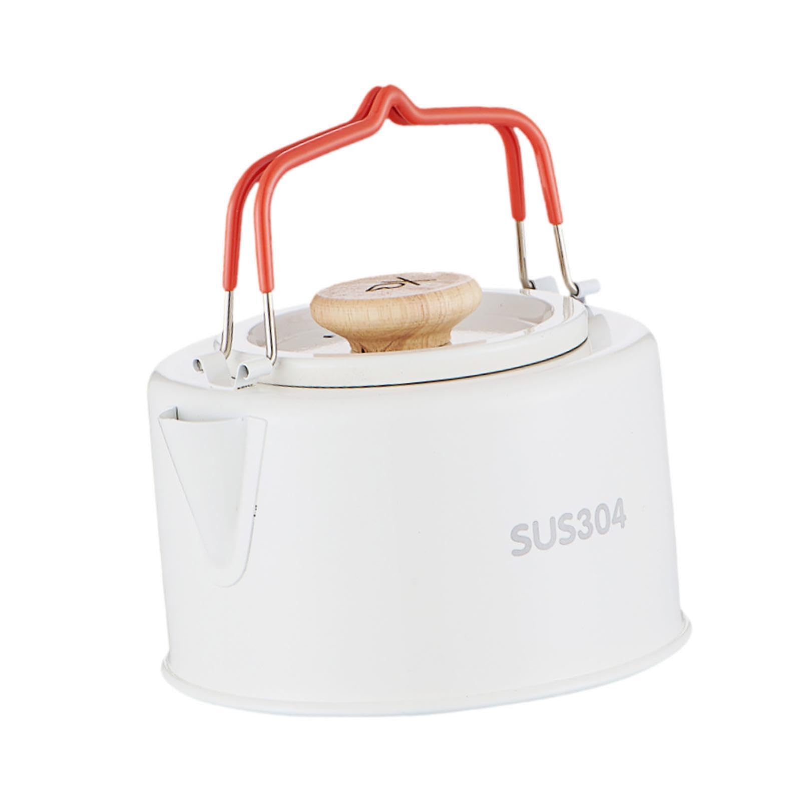 YIJU Camping Kettle Tea Pot Coffee Pot 1.1 L Cookware Lightweight Tea Kettle Teapot for Travel Climbing Outdoor Backpacking Hiking, White