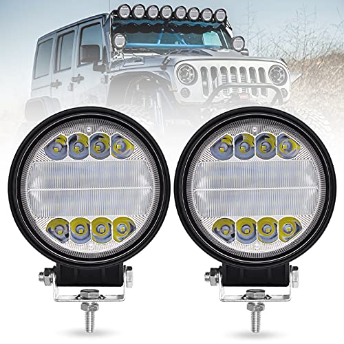 Dinfu Runde LED Arbeitsscheinwerfer 2 x 96W LED Scheinwerfer weiß, Offroad Zusatzscheinwerfer Wasserdicht IP68 spot+flood Arbeitsscheinwerfer Für ATV UTV SUV KFZ Bagger Gabelstapler Traktor LKW J-eep
