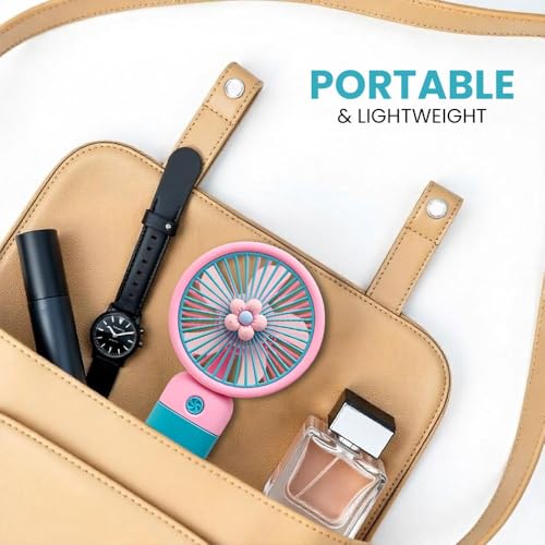 Image of Felinar 3 Speed Portable Mini Hand Fan Rechargeable 2-in-1 Handheld Desk Fan USB Powered Quiet Personal Cooling Fan for Men & Women Pink