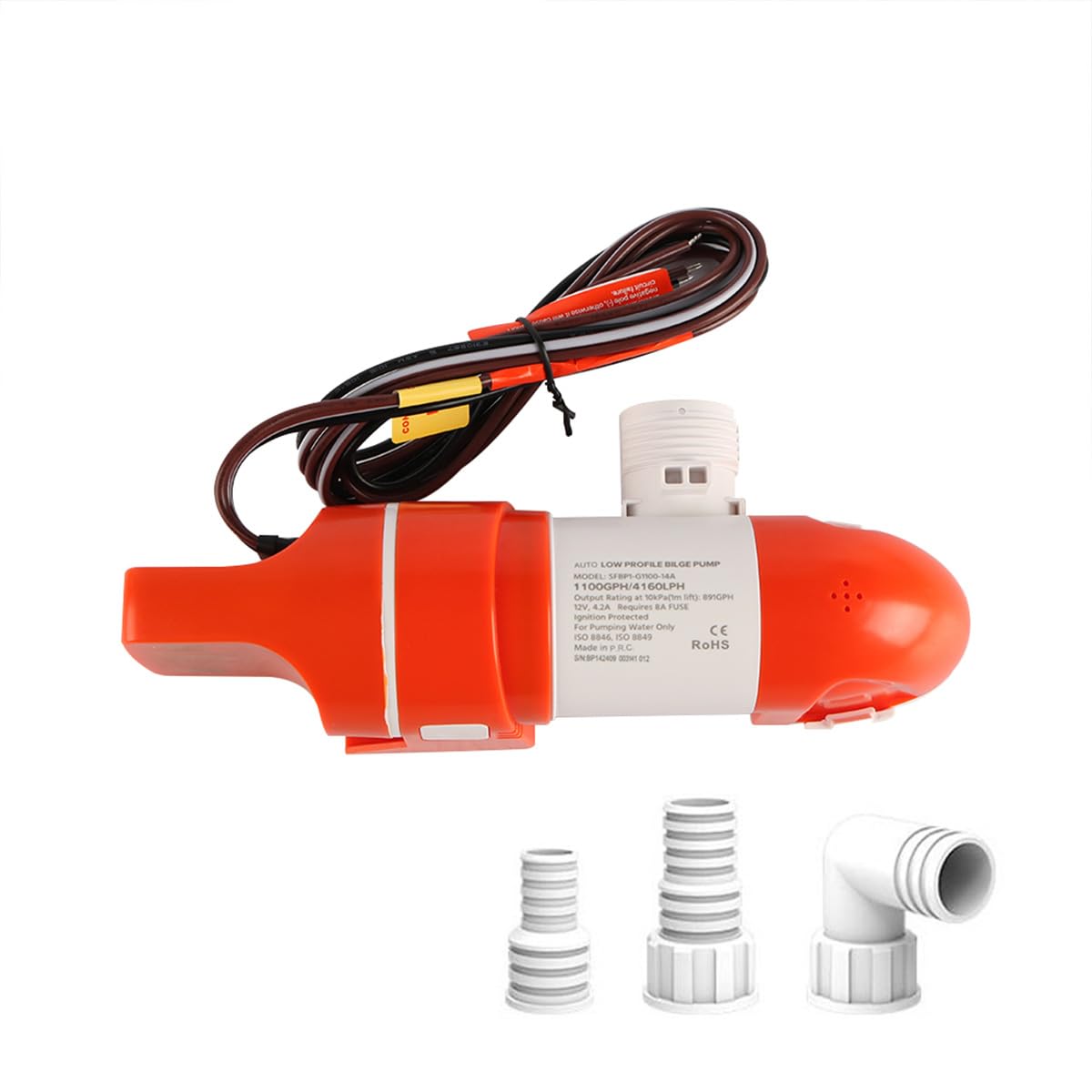 Pompe de cale Automatique 12 V 1 100 GPH pour Bateaux Pompe de cale Basse électrique à 360 degrés en Acier Inoxydable Accessoires de Bateau fiables pour Une élimination sûre et Efficace de
