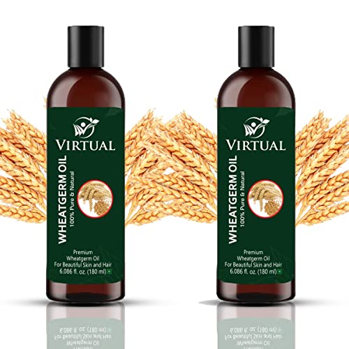 Image of VIRTUAL 100% Pure WheatGerm Oil For Hair, Skin Care, Cold Pressed Natural Oil (180ml)-Pack of 2