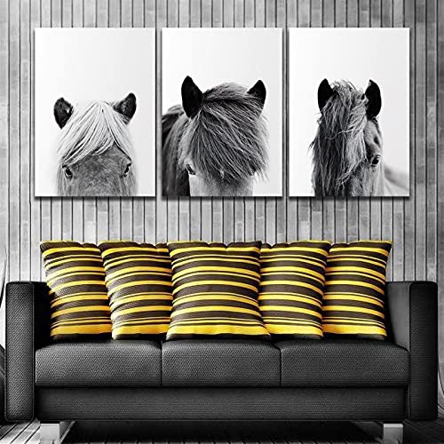 Toile cheval abstrait triptyque HD pour décoration salon et chambre - 4
