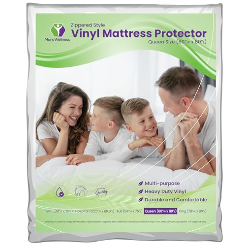Waterproof Vinyl Mattress Protector - Zippered White Mattress Cover Sheet