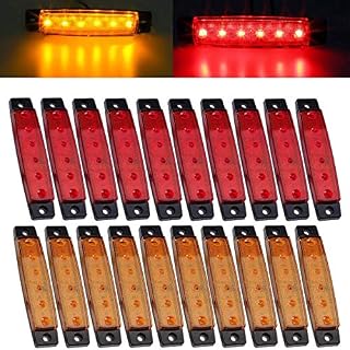KYYET 20x 3.8" Amber/Red Clearance Lights Truck Trailer RV Lorry Van Side Marker Indicators Decorative, LED Rock Amber Trailer Marker Lights Parking Brake Turn Signal Lights