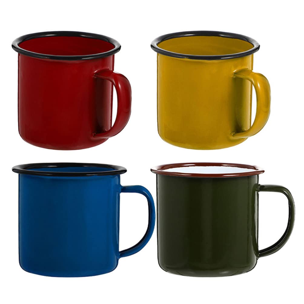 Emaille-Kaffeetasse, Expresso-Kaffeetasse, 4 Stück, Emaille-Tassen, Camp-Trinkbecher for Milch, Tee, Bier, Emaille-Camping-Kaffeetassen, kleine Camp-Emaille-Tassen