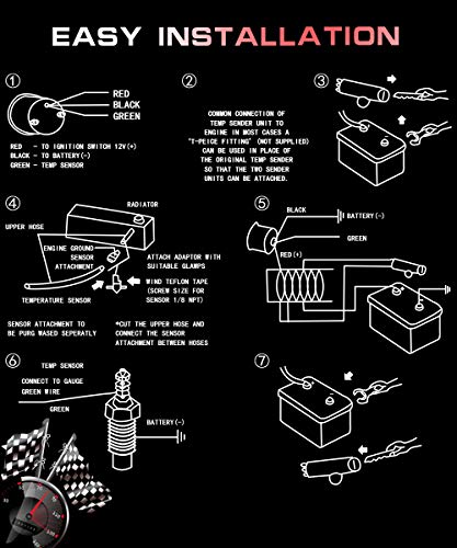 Hotsystem 7 Color Oil Temperature Gauge Kit 40-140 Celsius Pointer & Led Digital Readouts 2-1/16" 52Mm Black Dial For Car Truck #TOP4