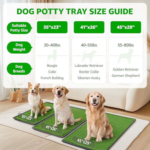 Image of Portable Dog Grass Pad with Tray 35''x23'', Dog Litter Box with Artificial Grass Patch & Washable Reusable Pee Pad for Puppy PottyTraining, Pet Loo Indoor Outdoor Use for Balcony Patio Apartment