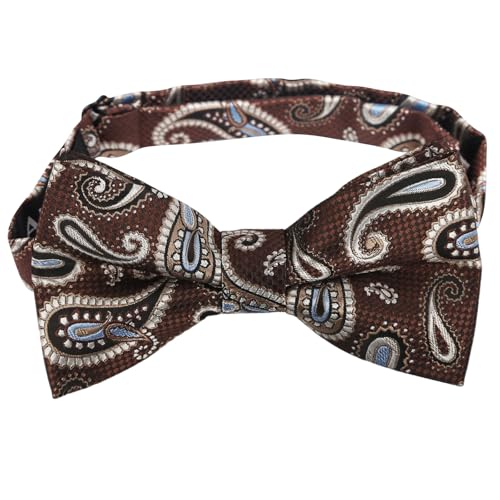 Image of Alizeal Mens 4pcs Vintage Paisley Bow Tie Set | Pre-tied Pocket Square Cufflinks Boutonniere for Wedding Everyday Use
