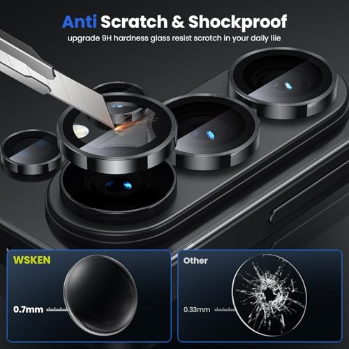 Image of WSKEN for Samsung Galaxy S26 Ultra Camera Lens Protector - Ultra Thin Case Friendly, 9H Shatterproof Tempered Glass with Anti Scratch Metal Circle Camera Screen Protector Cover Accessories, Black