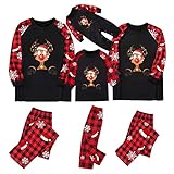 Zilosconcy Weihnachtsanzug Für Vater Mutter Kinder Weihnachten Xmas Overall Familien Outfit Set Schlafanzüge Hosen Santa Elf Weihnachtsmann Outfit Strampler Langarm Lang Set Pyjamas Kid