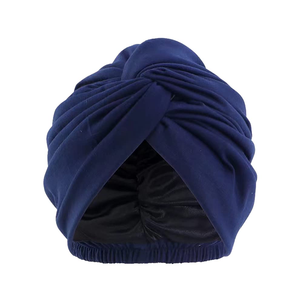 Pluto & Fox Gorra Beanie De Tela Turbante para Cabeza con Cinta De Goma por Detrás De Mujer para Dormir Cáncer Quimioterapia Chemo Oncológico Noche Pèrdida de Pelo Cabello