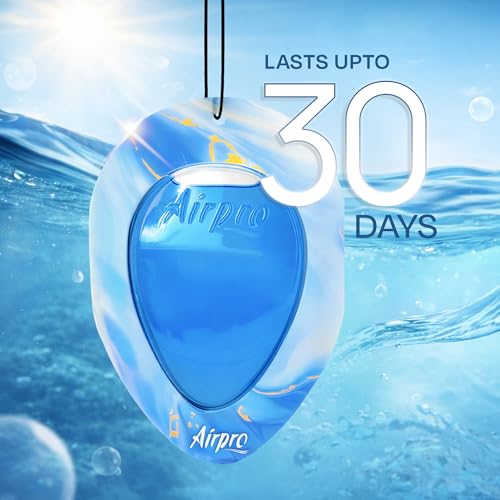 Image of Airpro Essentials Aqua Drift Hanging Gel Car Air Freshener | Leak-Proof Gel Based Car Perfume | Long Lasting 30 Days | Cool Marine Fragrance for Car Interior | Hanging Car Perfume (11.3g)