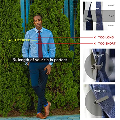 MOZETO Tie Clip 4-pcs Silver Tie Bar Set for Regular Ties Business Style Tie Clips for Men