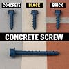 BCP Fasteners 1/4 x 2-3/4 Hex Head Concrete Screw Anchor with Drill Bit for Anchoring to Masonry, Block or Brick (100 per Box) (BCP501)