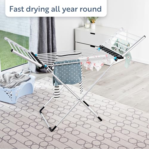 Minky SureDRI Winged Heated Clothes Airer, 12m Drying Space and 16Kg Capacity, Electric Foldable Drying Rack, Fast Drying & Portable Electric Clothes Dryer - Image 3