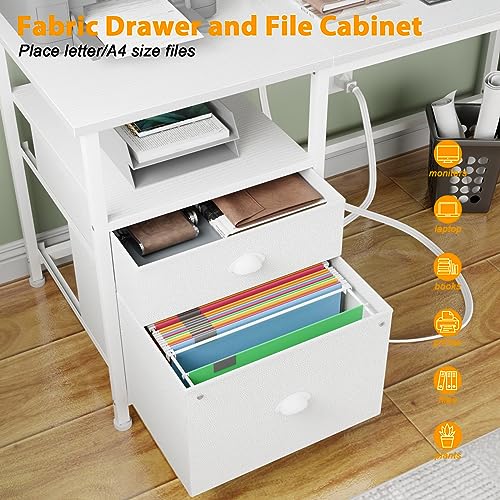 Furologee DESK With Led Light & Power Outlets, Reversible Computer Desk thumb #4