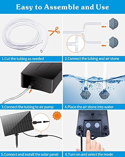 Biling Solar Pond Aerator With Battery Backup, 3 Modes Solar Air Pump Hydroponics Air Pump, Solar Powered Pond Bubbler For Outdoor Fish Pond Stock Tank Aquarium #TOP5