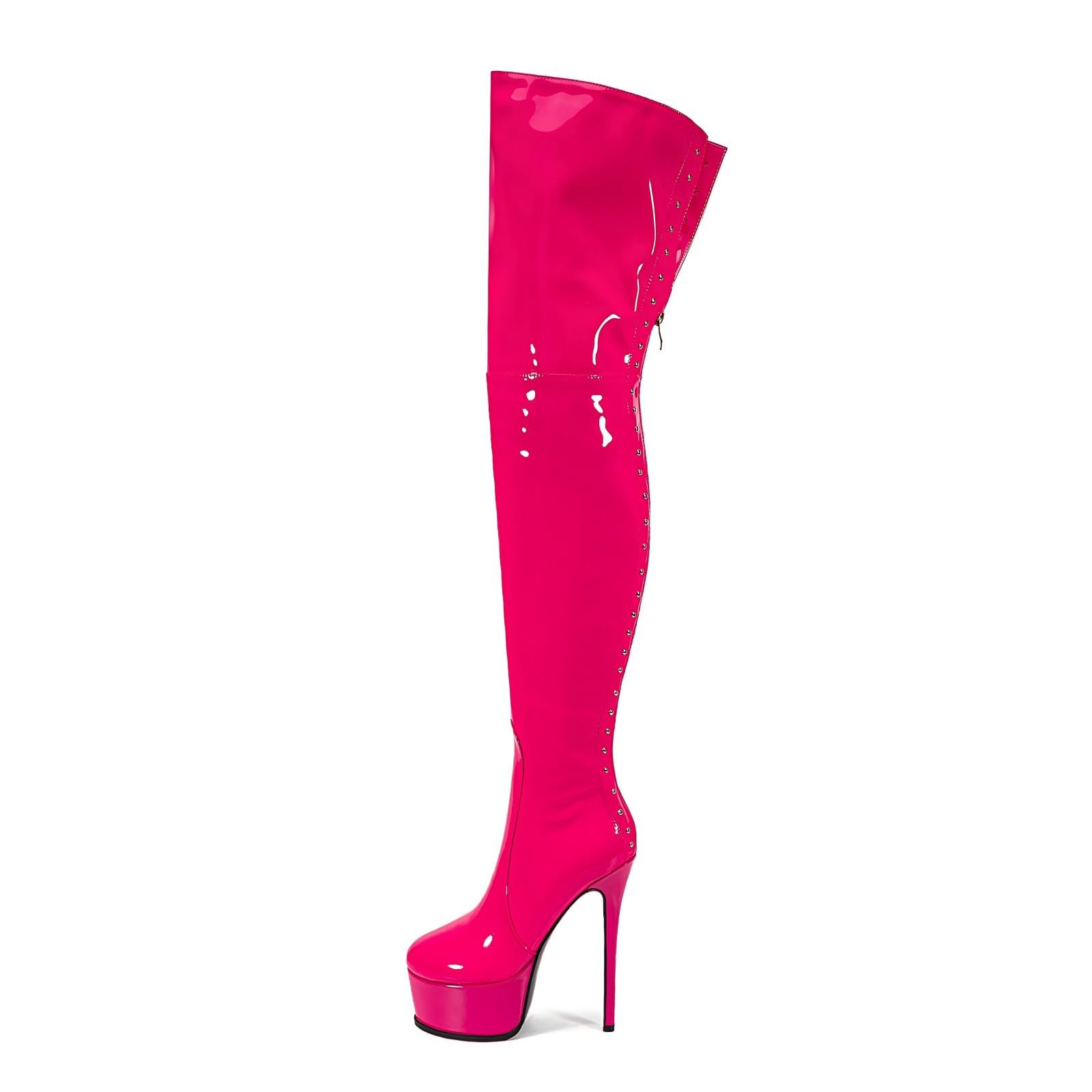 Womens Sexy Thigh High Heels Cross Lace Up Over Knee Platform Boots Unisex Round Head Plus Size
