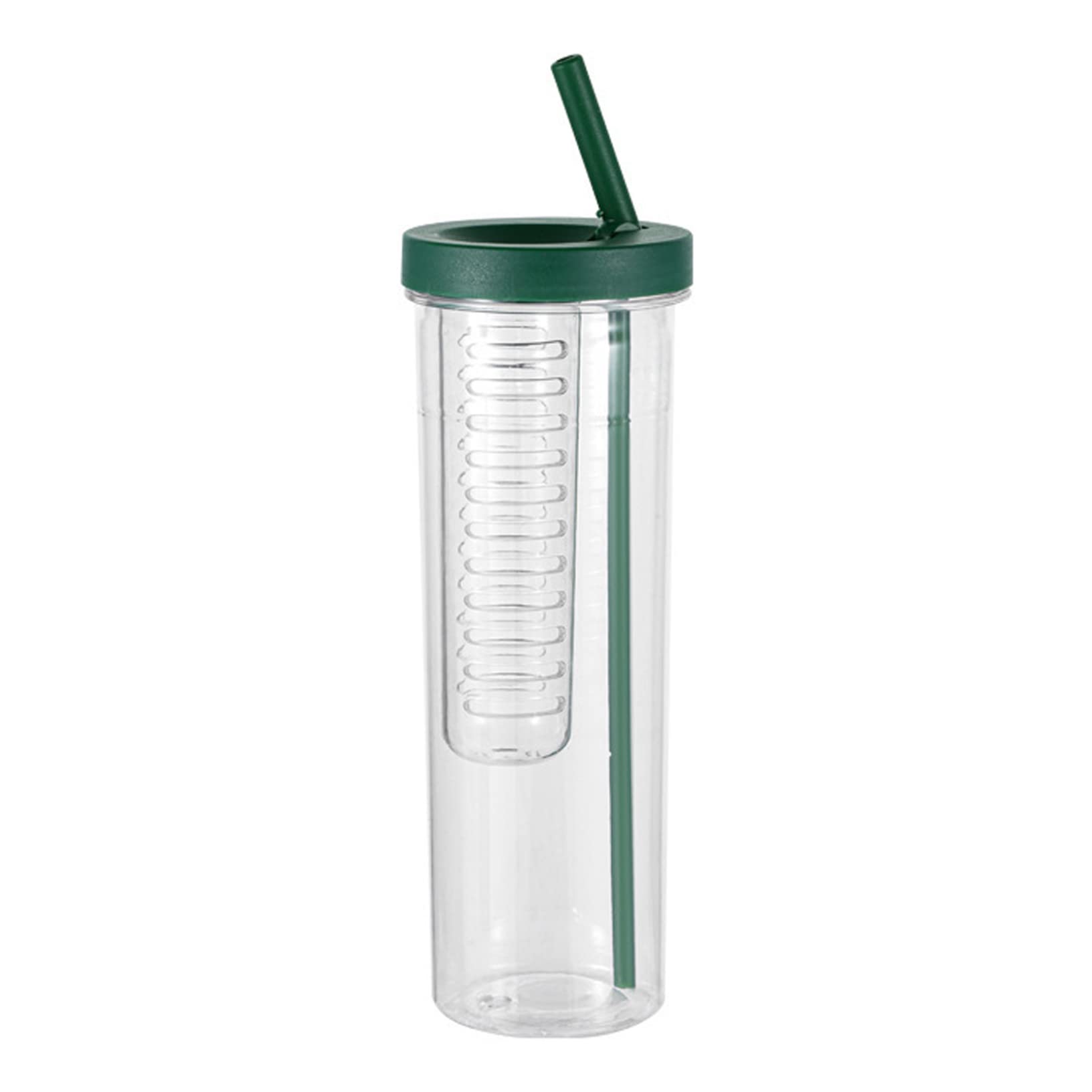 Faroby Green Water Bottle, Water Bottle With Fruit Infuser, Clear 800Ml Drinking Cup With Straw, Fruit Infuser