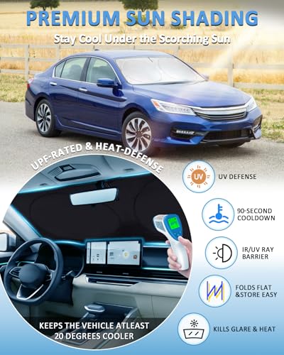 Image of Windshield Sun Shade for Honda Accord 2013-2015 2016 2017 Window Sunshade