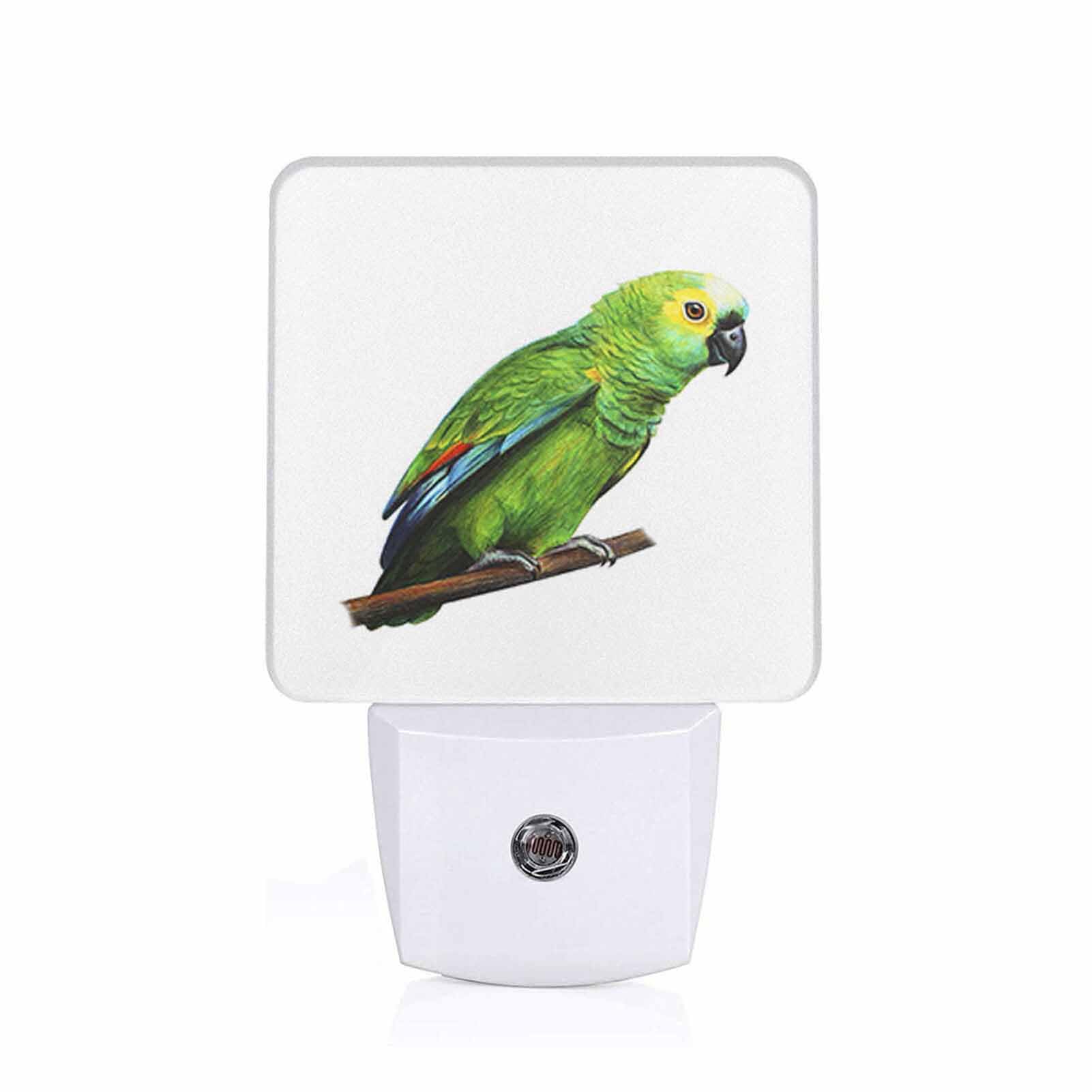 Chrobak LED Night Light,Green Beautiful Parrot LED Night Light Plug into Wall with Dusk to Dawn Light Sensor White Energy Efficient Nightlight for Bedroom Bathroom Hallway Living Room Kitchen