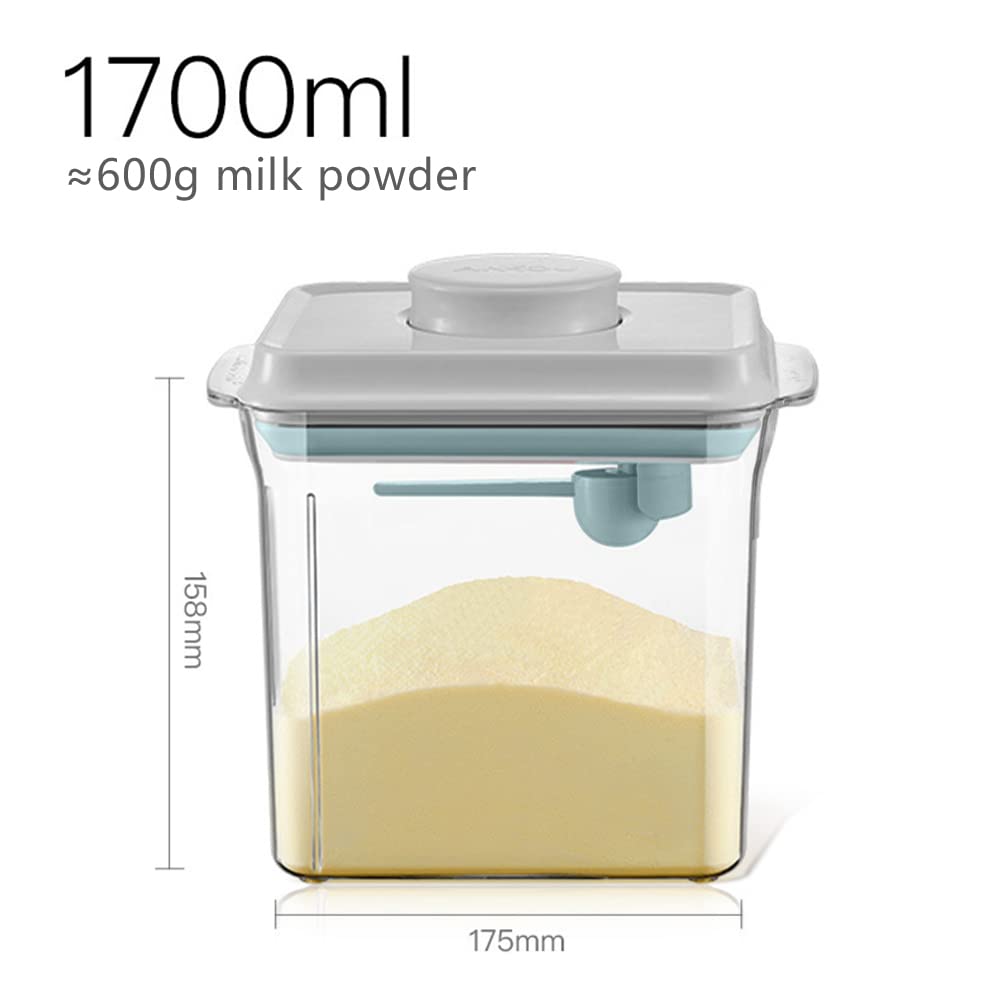 1.7L Contenitore di Latte in Polvere, Contenitore Portatile Plastique Transparente di Latte in Polvere, Portatile Scatola con Coperchio per Conservare Il Latte in Polvere per Bambini