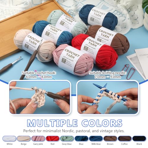 Image of SHWAKK 2 Pack T-Shirt Yarn Set, Black Knitting Crochet T Shirt Yarn