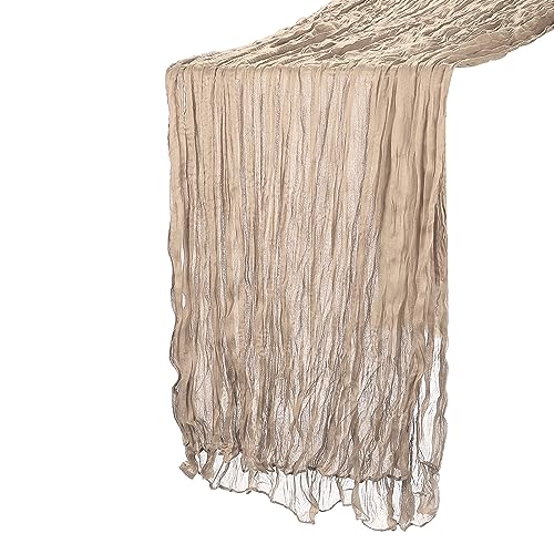 QUARKZMAN 13Ft Tovaglia Tavola Stamigna, 35 x 157 Pollici Rustico Garza Tovaglia Puro Runner per Matrimonio Festa Matrimonio Decorazioni Tavolo, Sabbia