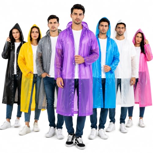 Image of Raincoat for Men & Women | Reusable Hooded Rain Wear | Lightweight 140 GSM Rain Coat with Snap Buttons | Full Length Unisex Rain Coat for Travel, Bike Riding & Monsoon