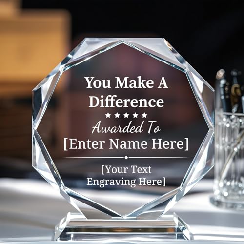 Image of Personalized Crystal Trophy Award - Custom Awards and Trophies for Employees, Coworkers, Boss - Retirement, Farewell, Appreciation, Recognition Gifts - Custom Plaques