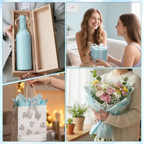 Image of woric 160 Sheets Light Blue Tissue Paper for Gift Bags 20 X 14 Inches Dusty Blue Tissue Paper Bulk for DIY Crafts Gift Packaging Baby Shower Boy Weddings Birthday Party Decorations