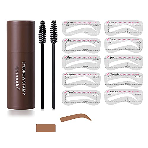 Eyebrow Stamp one step Eyebrow Stencil Kit Eyebrow Stamp Power Shaping Kit Long Lasting Eyebrow Makeup Eyebrow Tools Powder Kit (Light Brown)
