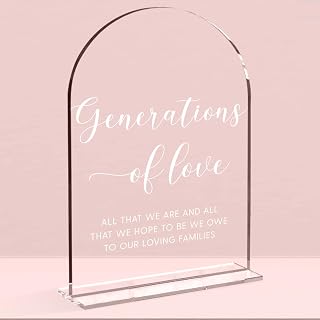 Wedding Sign, Generations of Love Sign, 5 x 7 Inch Arch Acrylic Sign, Wedding Sign for Ceremony and Reception, Wedding Supplies, Wedding Decoration (White)