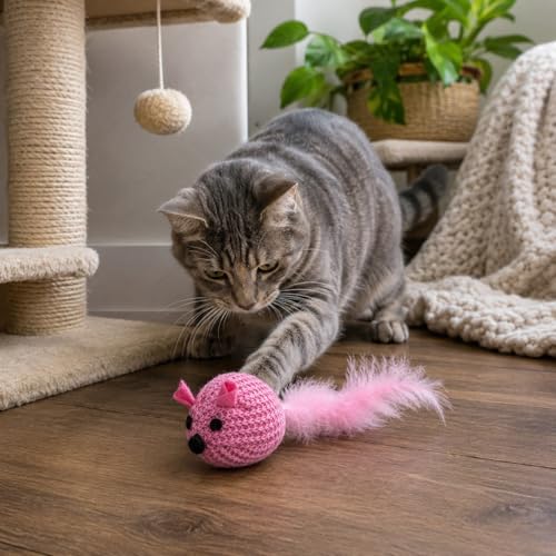 Juguete para gatos con plumas que elimina el estrés y protege tus muebles de arañazos 4